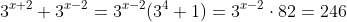 3^{x+2}+3^{x-2}=3^{x-2}(3^4+1)=3^{x-2}\cdot82=246