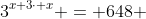 3^{x+3\cdot x} = 648 