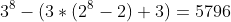 3^8-(3*(2^8-2)+3)=5796