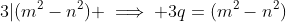 3|(m^2-n^2) \implies 3q=(m^2-n^2)