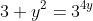 3+y^{2}=3^{4y}