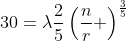30=\lambda\frac{2}{5}\left(\frac{n}{r} \right)^{\frac{3}{5}}