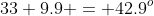 33+9.9 = 42.9^o