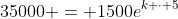 35000 = 1500e^{k \cdot 5}