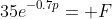 35e^{-0.7p}= F