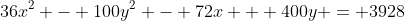 36x^2 - 100y^2 - 72x + 400y = 3928