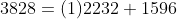 3828=(1)2232+1596