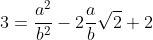 3=\frac{a^2}{b^2}-2\frac{a}{b}\sqrt{2}+2