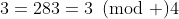 3=283=3\!\!\!\pmod 4