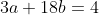 3a+18b=4