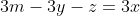 3m-3y-z=3x