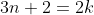 3n+2=2k