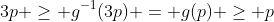 3p \geq g^{-1}(3p) = g(p) \geq p