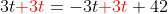 3t{\color{red}+3t}=-3t{\color{red}+3t}+42