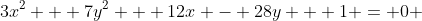 3x^2 + 7y^2 + 12x - 28y + 1 = 0 