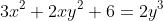 3x^2+2xy^2+6=2y^3
