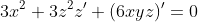 3x^2+3z^2z'+(6xyz)'=0