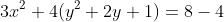 3x^2+4(y^2+2y+1)=8-4