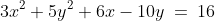 2)\;\;3x^2+5y^2+6x-10y\:=\:16