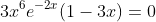 3x^6e^{-2x}(1-3x)=0~.