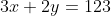3x+2y=123