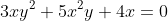 3xy^{2}+5x^{2}y+4x=0