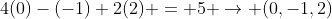 4(0)-(-1)+2(2) = 5 \rightarrow (0,-1,2)