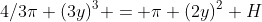 4/3\pi (3y)^3 = \pi (2y)^2 H