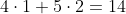 4\cdot1+5\cdot2=14