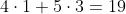 4\cdot1+5\cdot3=19