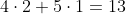 4\cdot2+5\cdot1=13