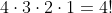 4\cdot3\cdot2\cdot1=4!