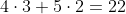 4\cdot3+5\cdot2=22