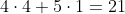 4\cdot4+5\cdot1=21