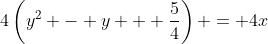 4\left(y^2 - y + \frac{5}{4}\right) = 4x