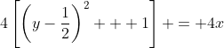 4\left[\left(y-\frac{1}{2}\right)^2 + 1\right] = 4x