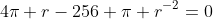 4\pi r-256 \pi r^{-2}=0