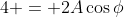 4 = 2A\cos{\phi}