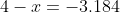 4-x=-3.184
