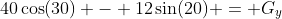 40\cos(30) - 12\sin(20) = G_y