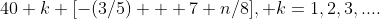 40 k [-(3/5) + 7 n/8], k=1,2,3,....