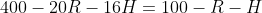 400-20R-16H=100-R-H