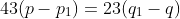 43(p-p_1)=23(q_1-q)