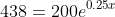 438=200e^{0.25x}