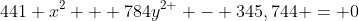 441 {x}^{2} + 784{y}^{2 } - 345,744 = 0