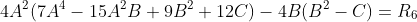 4A^2(7A^4-15A^2B+9B^2+12C)-4B(B^2-C)=R_6