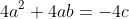 4a^2+4ab=-4c
