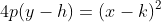4p(y-h)=(x-k)^2