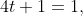 4t+1=1,~t^2-3t=0,
