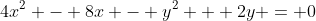 4x^2 - 8x - y^2 + 2y = 0